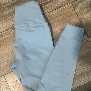Alo Light Blue Workout Leggings with Subtle Logo